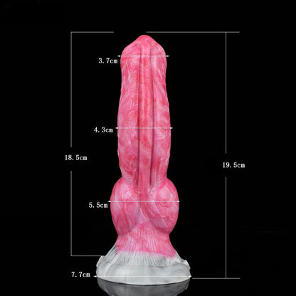 DILDO CHEVAL NOUÉ FANTASY SILICONE 7 POUCES ROSE