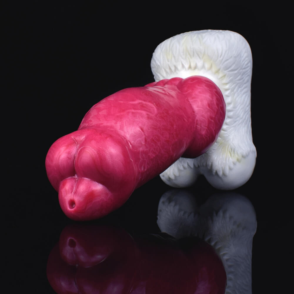 DOG DILDOS KONTTED FANTASY SILICONE 7 POUCES ROUGE