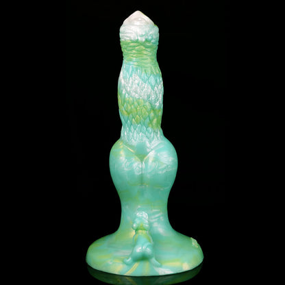 DILDO POUR CHIEN EN SILICONE NOUÉ 8 POUCES VERT