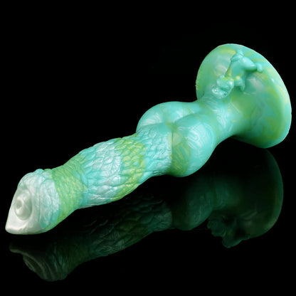 DILDO POUR CHIEN EN SILICONE NOUÉ 8 POUCES VERT