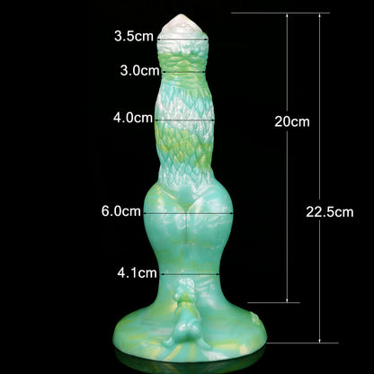 DILDO POUR CHIEN EN SILICONE NOUÉ 8 POUCES VERT