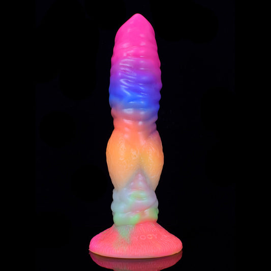 DILDO POUR CHIEN EN SILICONE BRILLE DANS LE NOIR 8 POUCES