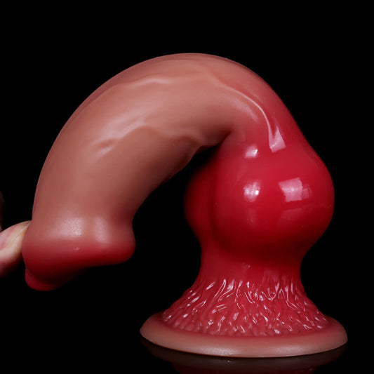 DILDO NOUÉ POUR CHIEN EN SILICONE 9 POUCES ROUGE