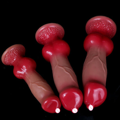 DOG KNOTTED DILDO SILICONE 9 INCH RED