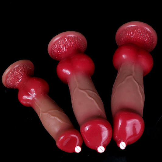 DILDO NOUÉ POUR CHIEN EN SILICONE 9 POUCES ROUGE