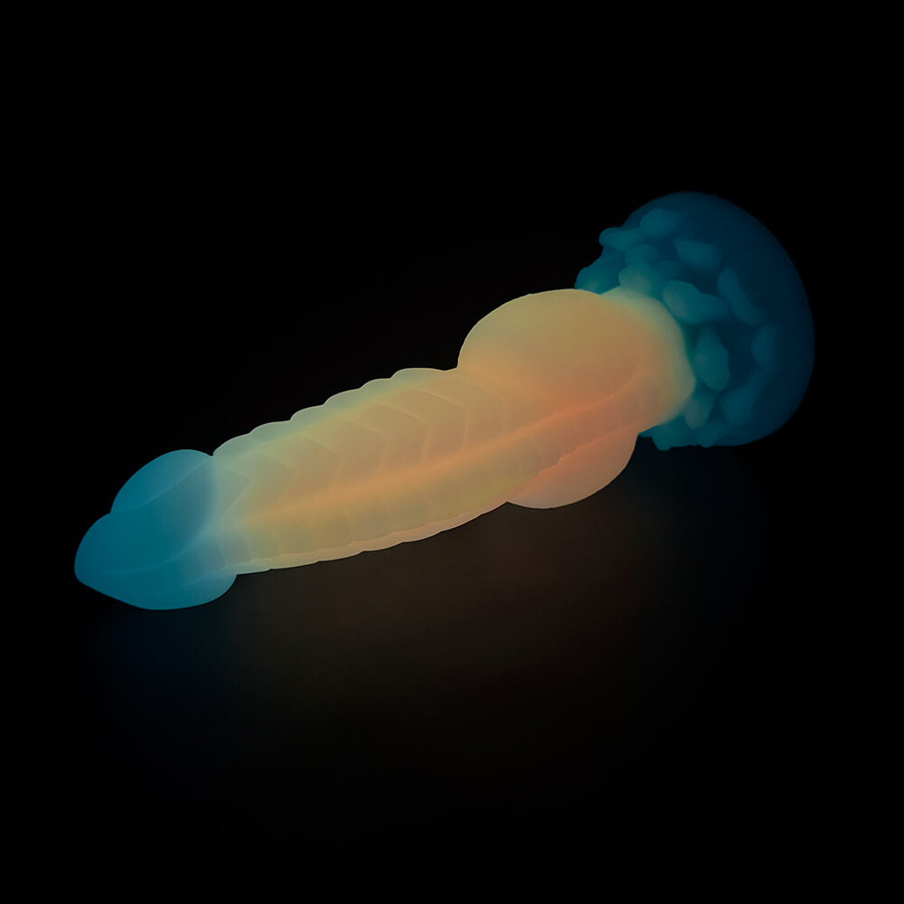 DOG DILDO FANTASY SILICONE 8 INCH PINK GLOW IN THE DARK