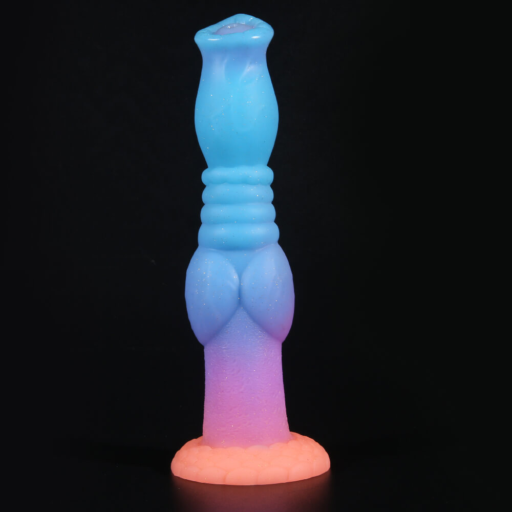 DILDO FANTASY EN SILICONE POUR CHIEN 9 POUCES BRILLE DANS LE NOIR