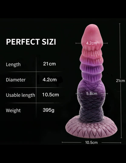 KNOTTED DILDO MONSTER SILICONE 8 INCH VIOLET