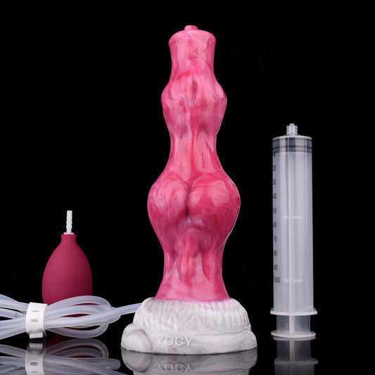 SQUIRTING DILDO DOG SILICONE 8 INCH PINK
