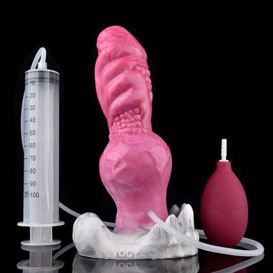 Gode ​​gicleur monstre noué en silicone de 20,3 cm, rose