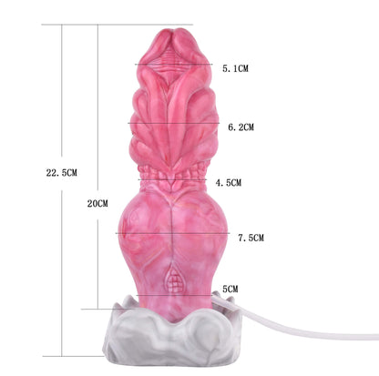 Gode ​​gicleur monstre noué en silicone de 20,3 cm, rose