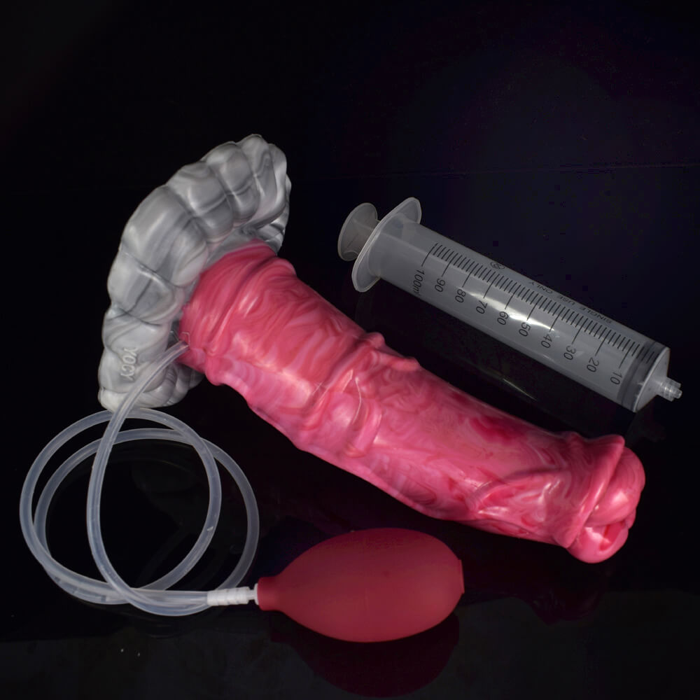 DILDO SQUIRTING CHEVAL SILICONE 8 POUCES ROUGE