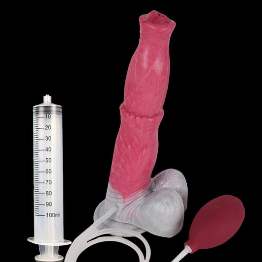 SQUIRTING DILDO HORSE SILICONE 9 INCH RED