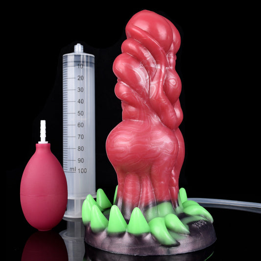 DILDO SQUIRTING EN SILICONE NOUÉ 7 POUCES ROUGE