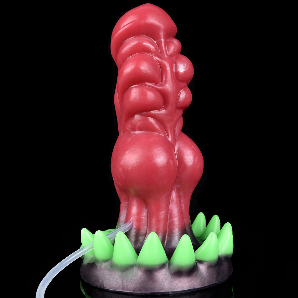 SQUIRTING DILDO KNOTTED SILICONE 7 INCH RED