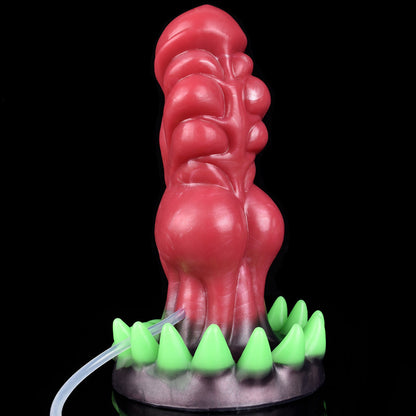 SQUIRTING DILDO KNOTTED SILICONE 7 INCH RED