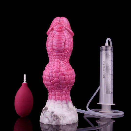 SQUIRTING DILDO INFLATABLE SILICONE 7 INCH PINK