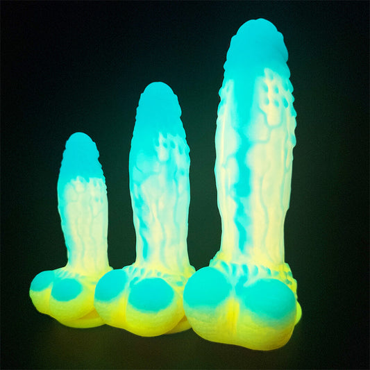 MONSTER DILDO KNOTTED SILICONE 8 INCH GLOW IN THE DARK