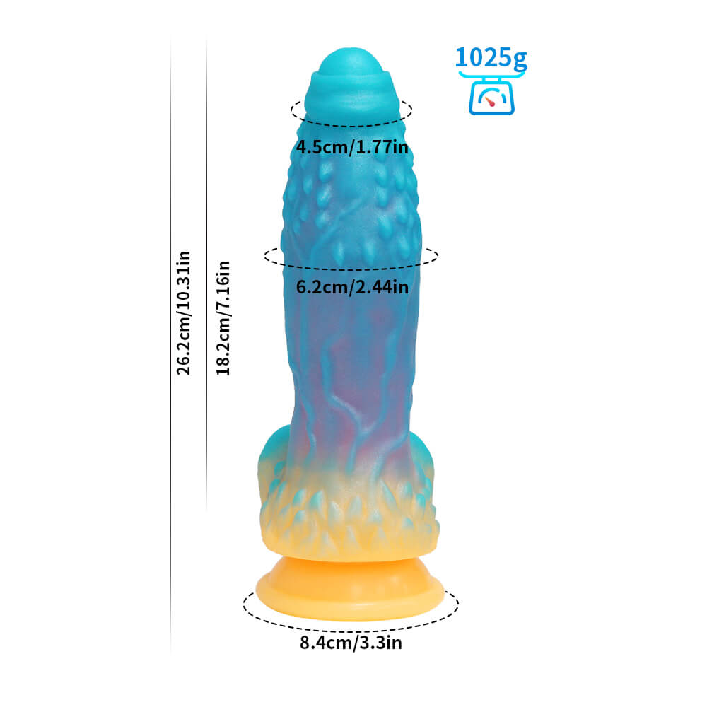 MONSTER DILDO KNOTTED SILICONE 8 INCH GLOW IN THE DARK