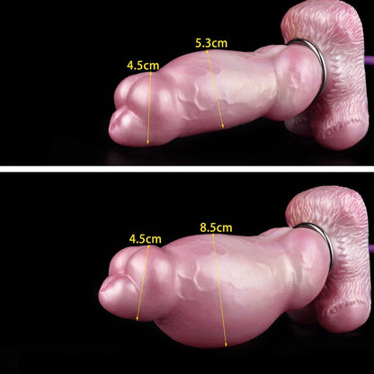 INFLATABLE DILDO DOG SILICONE 7 INCH PINK KNOTTED