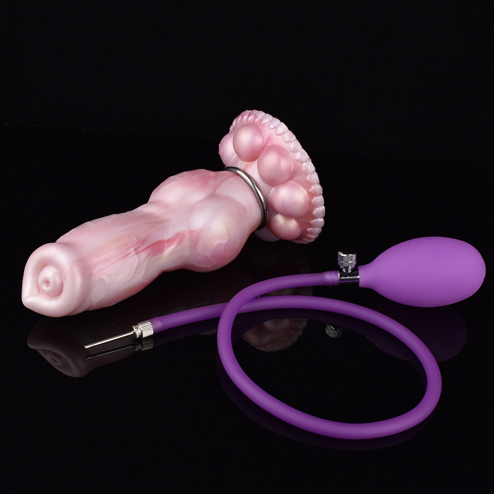 DOG DILDO INFLATABLE SILICONE 8 INCH PINK