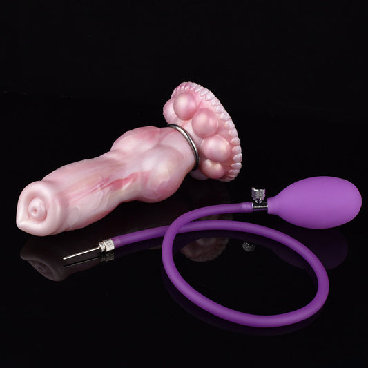 DOG DILDO INFLATABLE SILICONE 8 INCH PINK
