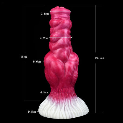 DOG DILDO KNOTTED SILICONE 7 INCH RED