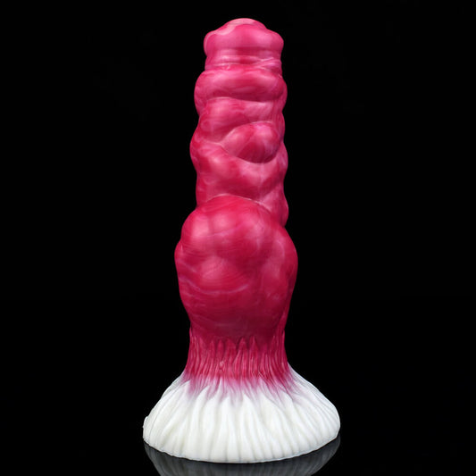 DOG DILDO KNOTTED SILICONE 7 INCH RED