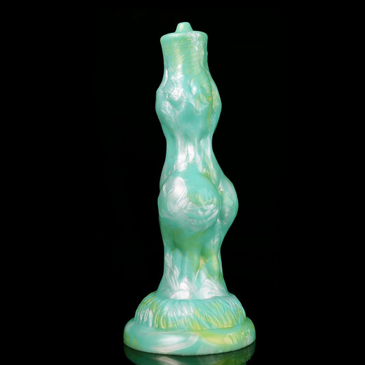 KNOTTED DILDO DOG SILICONE 8 INCH GREEN