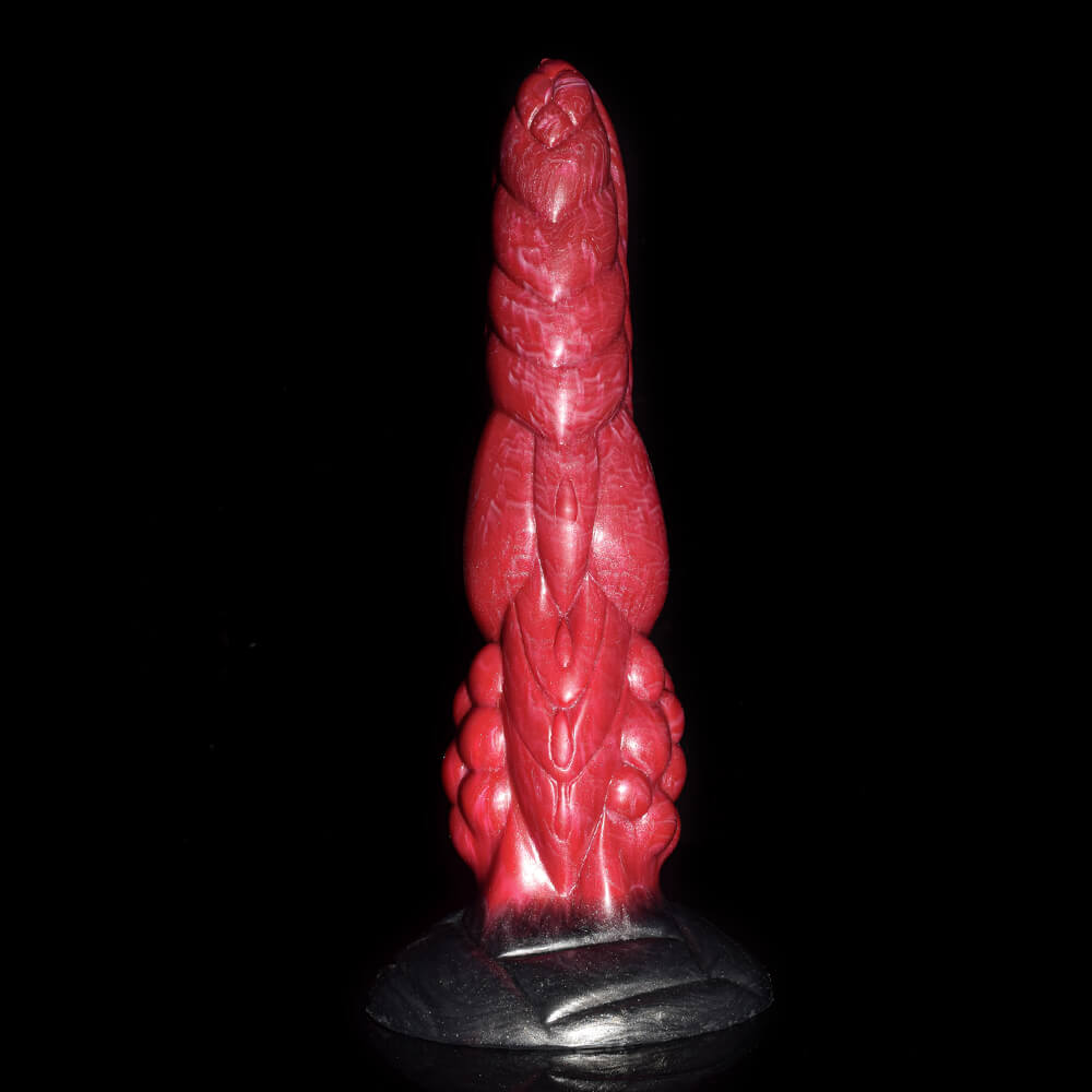 a red knotted dildo