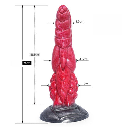 a red knotted dildo