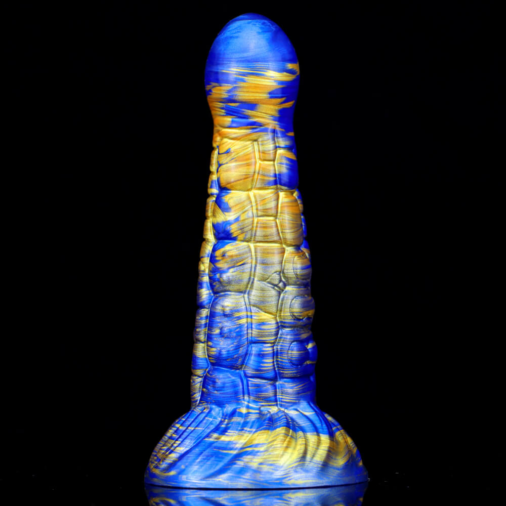 MONSTER DILDO KNOTTED SILICONE 7 INCH BLUE