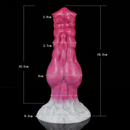 MONSTER DILDO KNOTTED SILICONE 7 INCH PINK