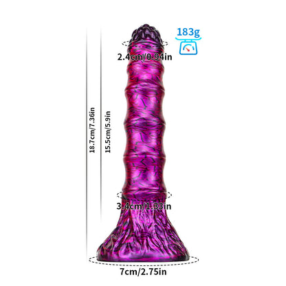 KNOTTED DILDO MONSTER SILICONE 7 INCH PURPLE