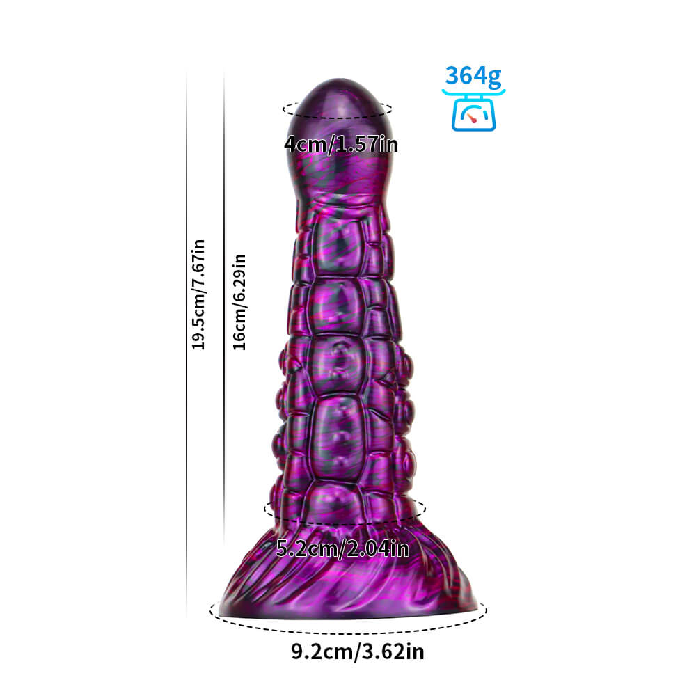 MONSTER DILDO KNOTTED FANTASY SILICONE 7 INCH PURPLE