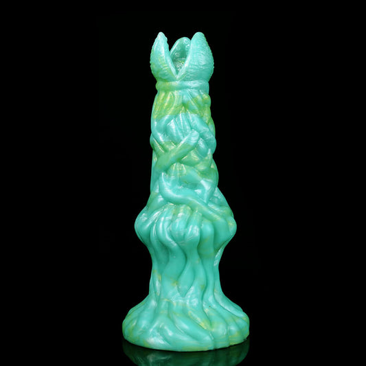 DILDO NOUÉ MONSTRE SILICONE 8 POUCES VERT