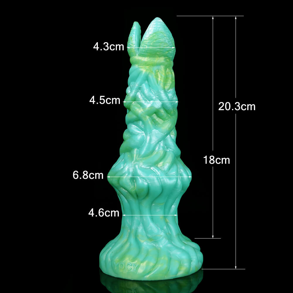 DILDO NOUÉ MONSTRE SILICONE 8 POUCES VERT