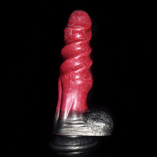 DILDO NOUÉ FANTASY SILICONE 8 POUCES ROUGE