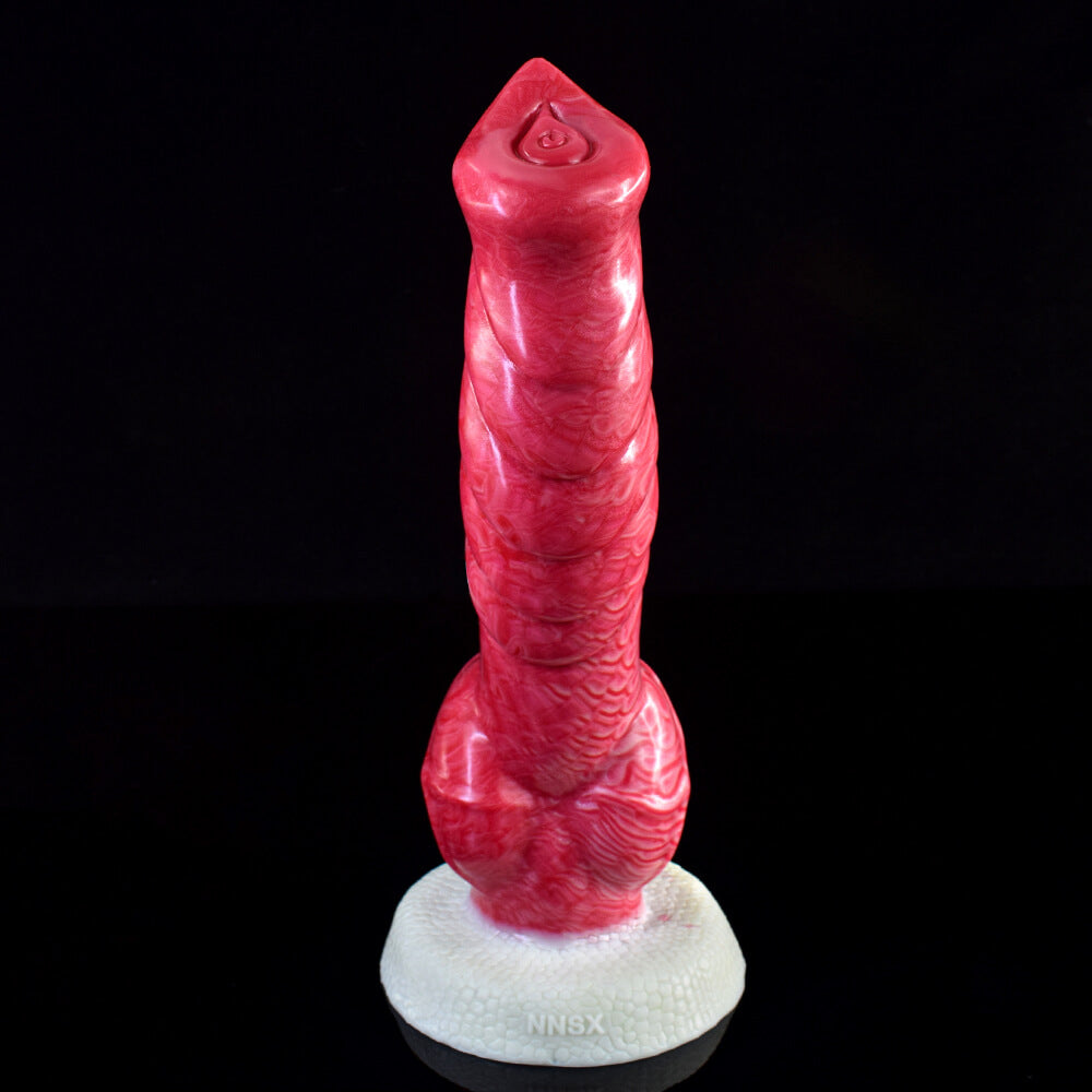 a pink knotted dildo