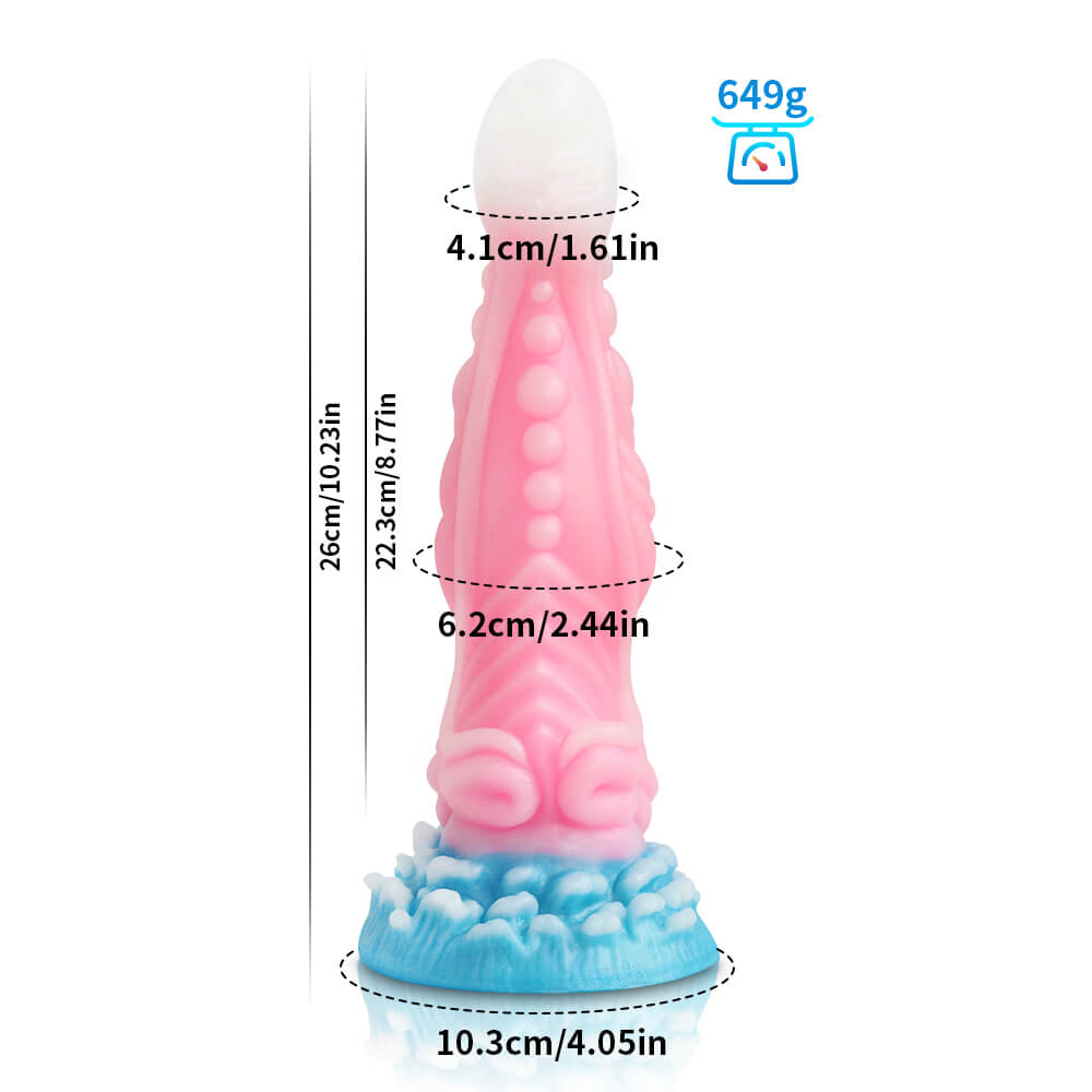 MONSTER DILDO GLOW IN THE DARK SILICONE 10 INCH KNOTTED