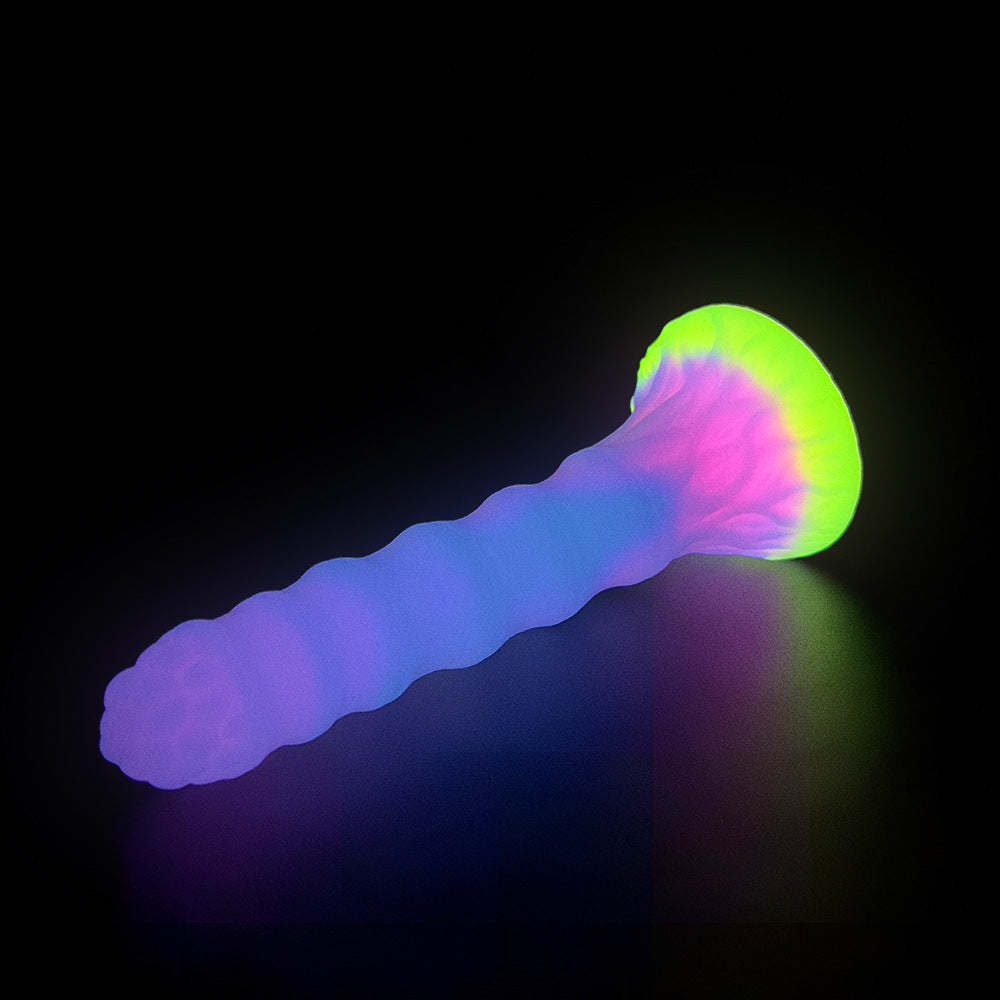 KNOTTED DILDO FANTASY SILICONE 7 INCH GLOW IN THE DARK