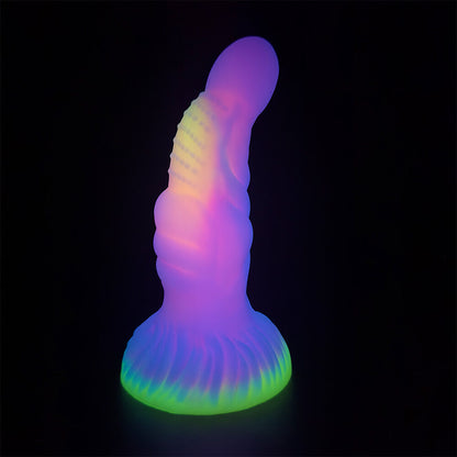 MONSTER DILDO KNOTTED SILICONE 7 INCH GLOW IN THE DARK