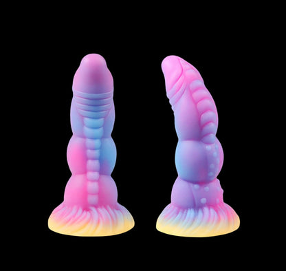 KNOTTED DILDO MONSTER SILICONE 8 INCH GLOW IN THE DARK