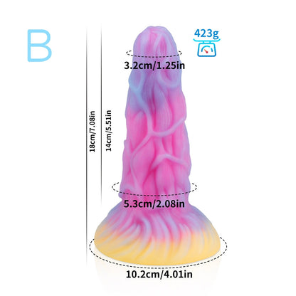 KNOTTED DILDO MONSTER SILICONE 8 INCH GLOW IN THE DARK