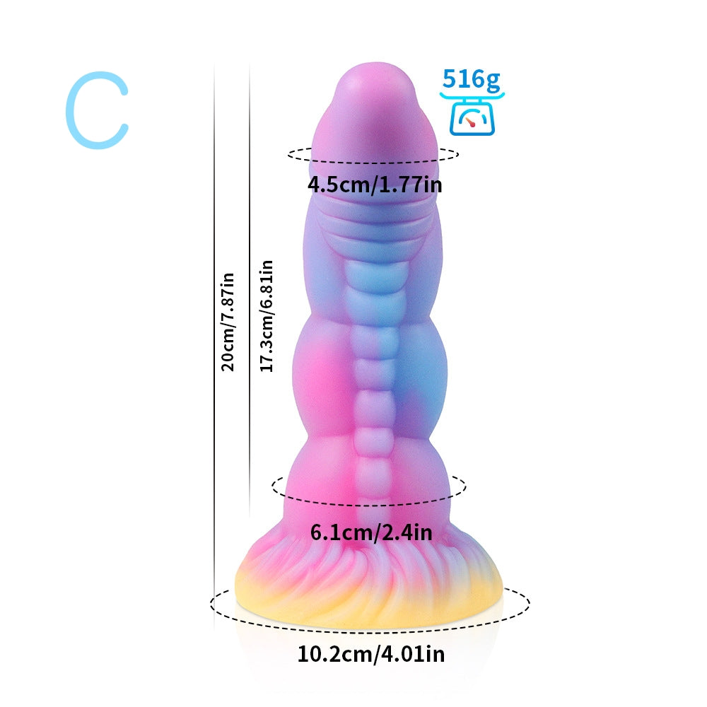 KNOTTED DILDO MONSTER SILICONE 8 INCH GLOW IN THE DARK