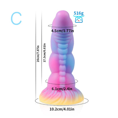 KNOTTED DILDO MONSTER SILICONE 8 INCH GLOW IN THE DARK