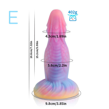 KNOTTED DILDO MONSTER SILICONE 8 INCH GLOW IN THE DARK