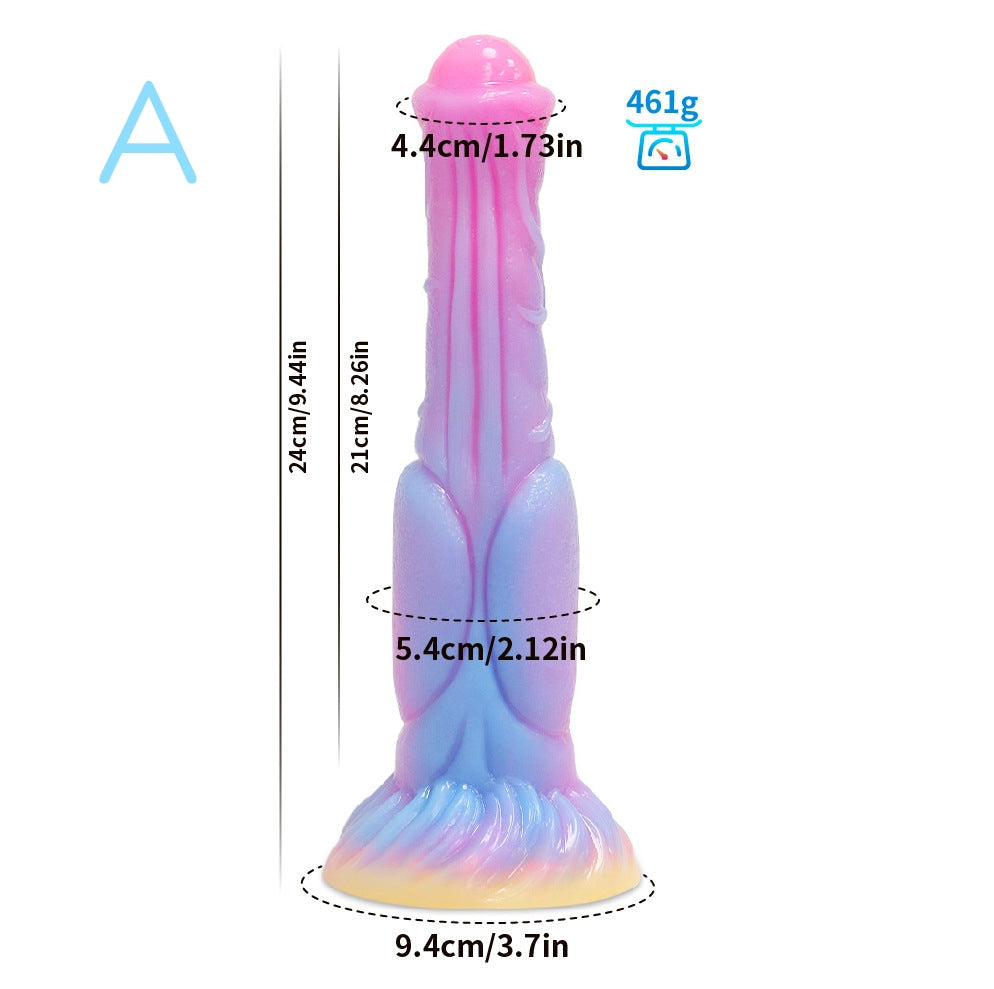 FANTASY DILDO KNOTTED SILICONE 9 INCH GLOW IN THE DARK