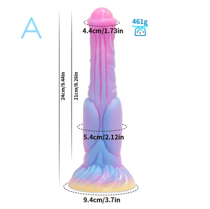 FANTASY DILDO KNOTTED SILICONE 9 INCH GLOW IN THE DARK