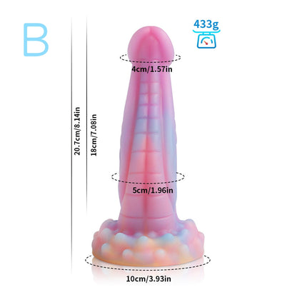 FANTASY DILDO KNOTTED SILICONE 9 INCH GLOW IN THE DARK